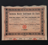 Actiune 1912 Soc. marilor stabilimente Sinaia , titlu , actiuni