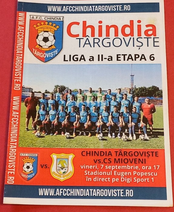 Program meci fotbal &quot;CHINDIA&quot; TARGOVISTE - CS MIOVENI (07.09.)