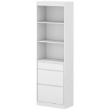 HOMCOM Bibliotecă pentru cărți &icirc;naltă și &icirc;ngustă 6 niveluri cu 3 sertare 3 compartimente deschise 57x30x180 cm Alb | Aosom Romania