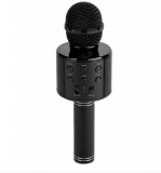 Cumpara ieftin Microfon pentru karaoke, port USB, fara fir, 1200mAh, 4 ore autonomie acumulator, Negru, AMA, Oem