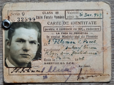 Carte de identitate CFR, cls. III 1948 foto