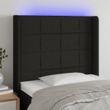 Tablie de pat cu LED, negru, 83x16x118/128 cm, textil GartenMobel Dekor, vidaXL