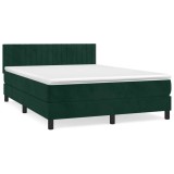 Cumpara ieftin Pat box spring cu saltea, verde inchis, 140x200 cm, catifea