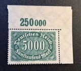Germania / Deutsches Reich (1922&ndash;1923 Inflație) -5000 Mark Margine și Număr de Coală "250 000" (MINT / Neștampilat) CLK1