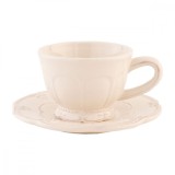Ceasca cu farfurioara ceramica crem &Oslash; 15 cm x 7 h 150 ml