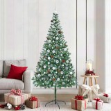 VidaXL Brad de Crăciun artificial cu 300 LED Verde 210 cm PVC și Oțel 3396728