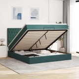 vidaXL Cadru de pat otoman cu saltele Verde &icirc;nchis 160x200cm catifea