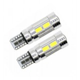 Set 2 becuri auto W5W/T10-10 smd cu lupa CANBUS portocaliu