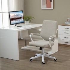 Vinsetto Scaun Ergonomic de Birou cu Inal?ime Reglabila, Pivotant la 360? ?i Func?ie Leagan, 62x69x92-100 cm, Culoare Bej foto