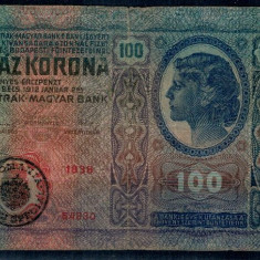 Austro-Ungaria 1912(1919) - 100 korona, stampila Romania-Ardeal,