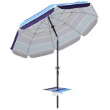 Outsunny Umbrelă de Plajă cu Măsuță și Suport pentru Pahare, din Metal și Poliester, &Oslash;198x214 cm, Multicolor | Aosom Romania