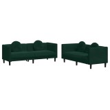 Cumpara ieftin Set canapea cu perne, 2 piese, verde inchis, catifea