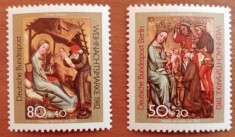 GERMANIA-BUND&amp;amp;BERLIN-1982-&amp;#039;PICTURI- CELEBRE-RELIGIE&amp;#039;&amp;#039;CRACIUN--MADONA cu Pruncul&amp;#039;&amp;#039;-LOT 2v..-MNH NESTAMP. -Calitate EXTRA foto