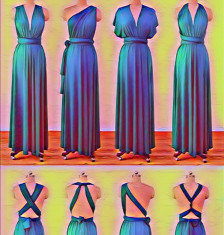 Rochie versatila lunga cu tulle pentru domnisoare de onoare, mov, ACD1626 foto