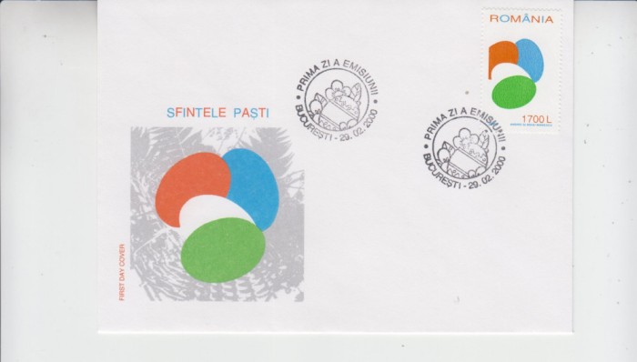 C12 - FDC Romania - Sfintele Pasti - LP1504 - an 2000