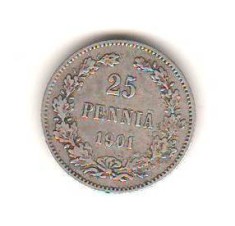 SV * Finlanda / sub ocupatie Rusia tarista 25 PENNIA 1901 * ARGINT VF++ foto