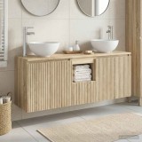 Cumpara ieftin Set dulap baie suspendat 3 buc. Stejar Sonoma 129 x 35 x 80 cm