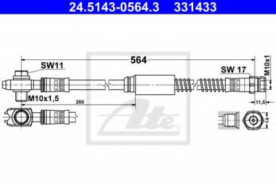 Conducta / cablu frana VW TOURAN (1T3) (2010 - 2015) ATE 24.5143-0564.3 foto