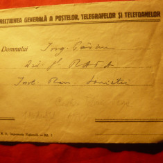 Plic Antet Directiunea Gen. a Postelor , Telegrafelor si Telefoanelor cca.1947