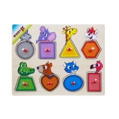 Joc educativ din lemn, Animale salbatice, 8 piese