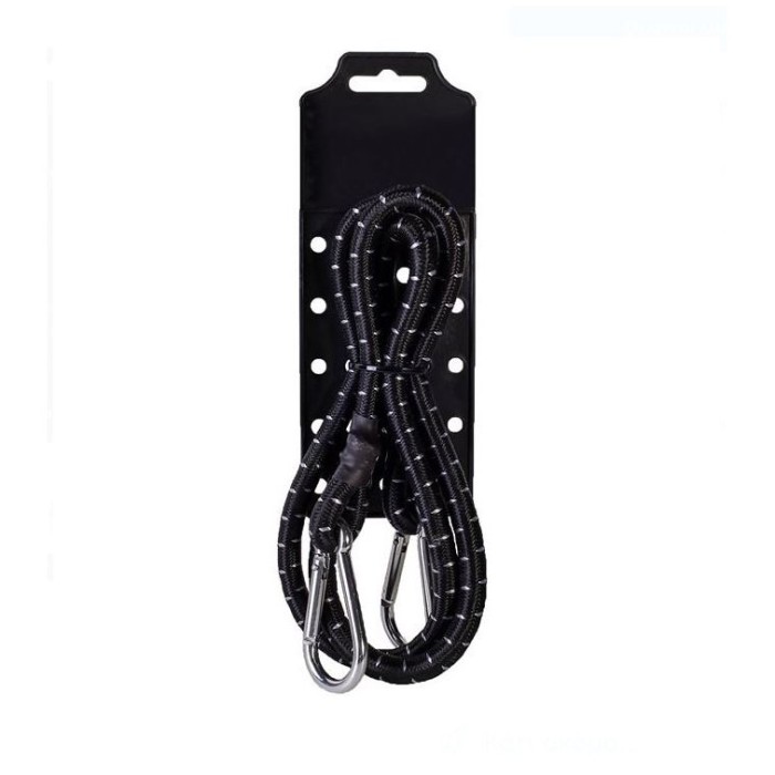 Coarda elastica cu carabine metalice pentru ancorarea bagajelor, 120 cm, Negru