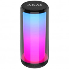 Boxa portabila activa Akai CS2-GLOW, 10 W, Bluetooth, USB, micro SD card slot, lumini disco