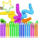 Set 20 tuburi senzoriale extensibile multicolore Kruzzel pentru copii