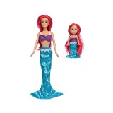 Papusa sirena si copilas, Roscata, Bleu, ATU-084538, Plastic, Oem