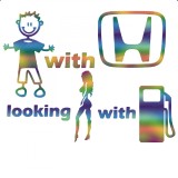 Cumpara ieftin Sticker Honda Boy With Car Looking Girl With Gas