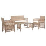 vidaXL Set mobilier de grădină cu perne, 4 piese, bej, poliratan