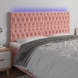 vidaXL Tăblie de pat cu LED, roz, 180x7x118/128 cm, catifea