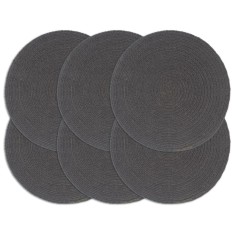 vidaXL Naproane, 6 buc., gri &icirc;nchis, 38 cm, bumbac, rotund 133847