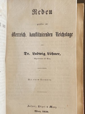 Reden gehalten am &amp;ouml;sterreich. konstituirenden Reichstag Ludwig Lohner foto