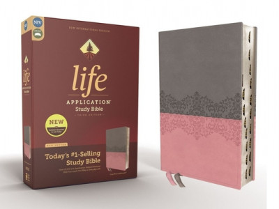 Niv, Life Application Study Bible, Third Edition, Leathersoft, Gray/Pink, Indexed, Red Letter Edition foto