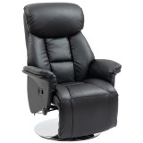 HOMCOM Fotoliu de relaxare rabatabil pivotant suport de picior reglabil, pana la 150 kg, pentru sufragerie, dormitor, negru | Aosom Romania