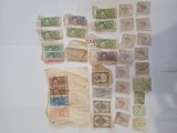 Lot timbre fiscale rom&acirc;nești vechi &ndash; Ferdinand / Carol I &ndash; valori 10, 20, 50, 100 lei