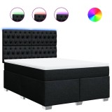 Cumpara ieftin Pat box spring cu saltea, negru, 140x200 cm, textil