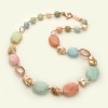 Colier Argint 925 Placat Aur Roz, Acvamarin Multicolor, Perle Cultura 55cm, Dynamic, Bijuterie Handmade Made in Italy + Cutie Cadou