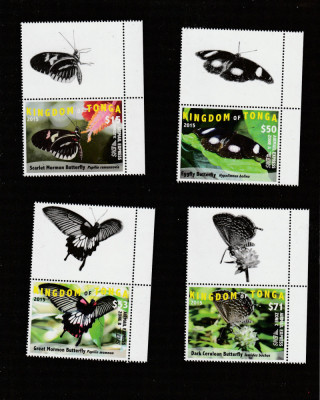 Tonga 2015-Fauna,Fluturi 4 val,(partea a I-a),cu vignete,dant,,MNH,Mi.2044-2047 foto