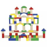 Cuburi pentru construit, din lemn, pentru copii, 100 buc, Goki