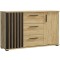 Comoda moderna cu 3 sertare si 2 usi, 140x38x80 cm, finisaj negru craft Household NewTrend