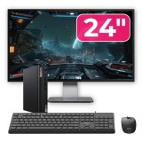 Pachet Mini PC Second Hand Lenovo ThinkCentre M70q, Intel Pentium Gold G6400T 3.40GHz, 8GB DDR4, 256GB SSD + Monitor 24&amp;quot; + cadou tastatura si mou
