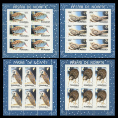 1998 Romania - Pasari de noapte 4 blocuri de 6 timbre LP 1458 a, MNH