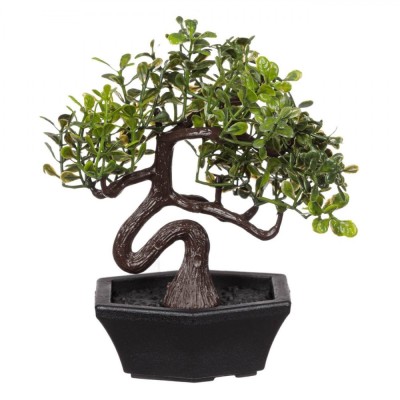 Planta Artificială Decorative, Bonsai, Ghiveci Hexagonal, Plastic, Negru, 11cm foto