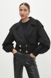 Answear Lab trenci femei, culoarea negru, de tranzitie, oversize