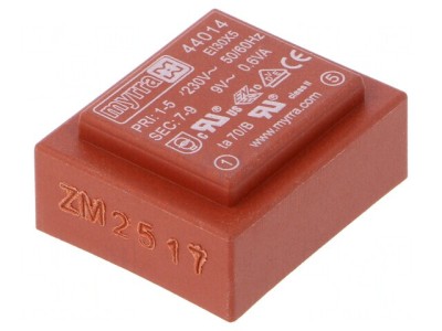 Transformator &amp;icirc;ncapsulat 0,6VA 230V 9V 66mA PCB foto
