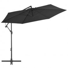 Umbrela suspendata cu stalp din aluminiu, negru, 300 cm GartenMobel Dekor