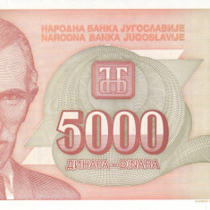 Bancnota Iugoslavia 5.000 Dinari 1993 - P128 UNC