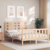 Cadru de pat cu tablie, dublu, lemn masiv