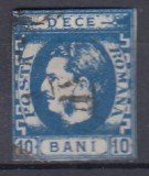 ROMANIA1869 LP 26 REGELE CAROL I CU FAVORITI VALOAREA 10 BANI ALBASTRU STAMPILAT